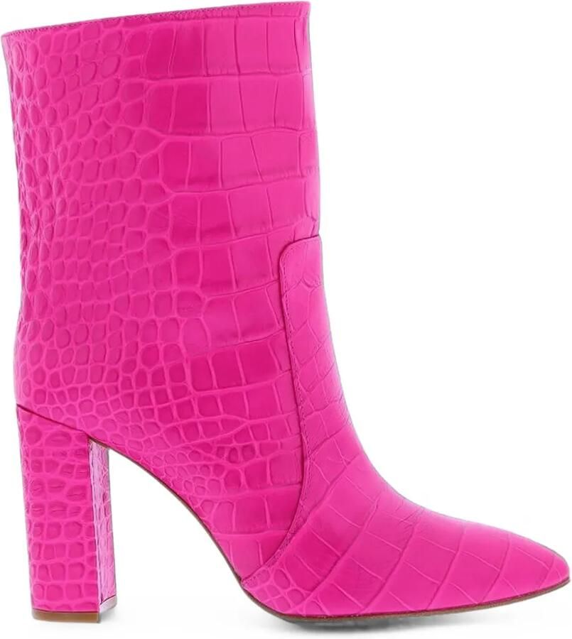 TORAL SHOES Siberia leren enkellaarzen met krokodillen-reliëf Roze