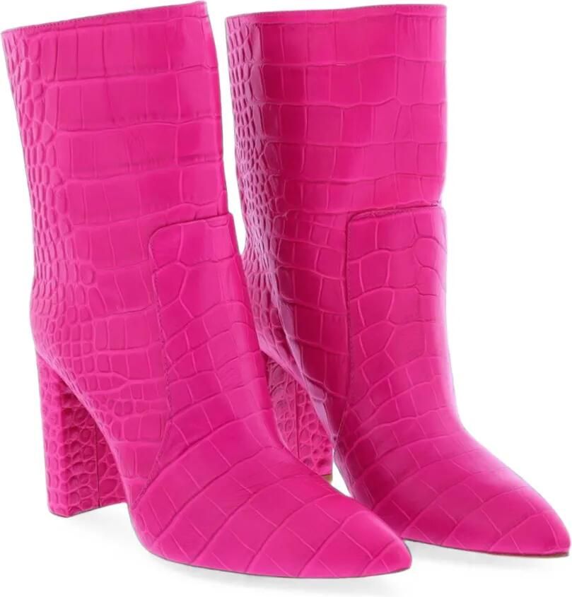 TORAL SHOES Siberia leren enkellaarzen met krokodillen-reliëf Roze - Foto 2