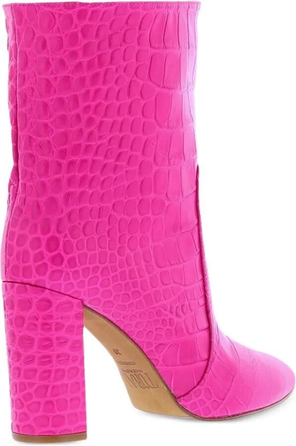 TORAL SHOES Siberia leren enkellaarzen met krokodillen-reliëf Roze - Foto 3