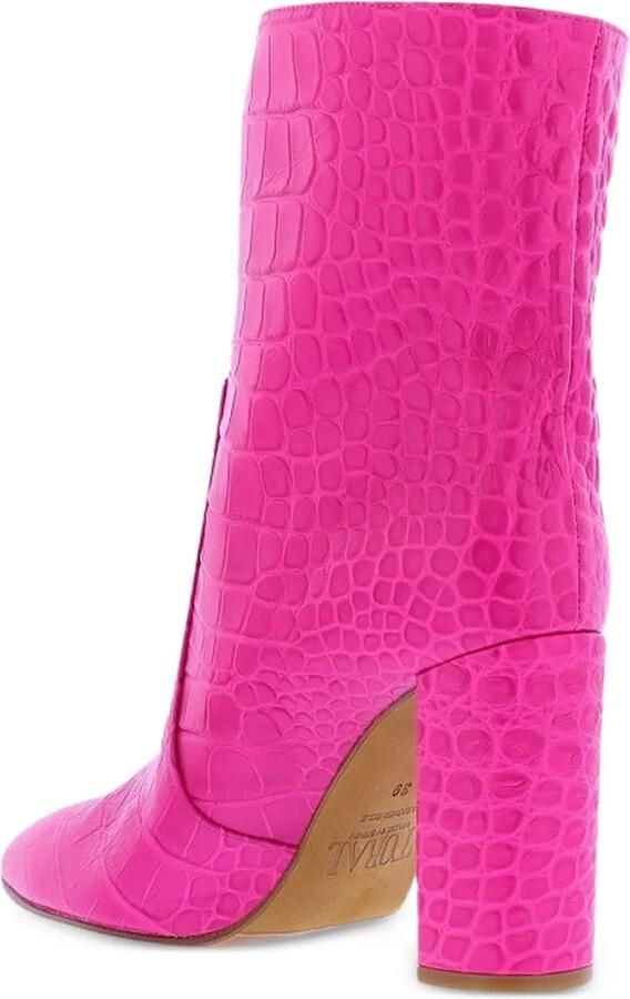 TORAL SHOES Siberia leren enkellaarzen met krokodillen-reliëf Roze - Foto 4