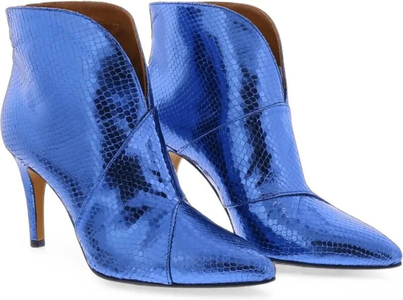 TORAL SHOES Sofia enkellaarzen met metallic afwerking Blauw