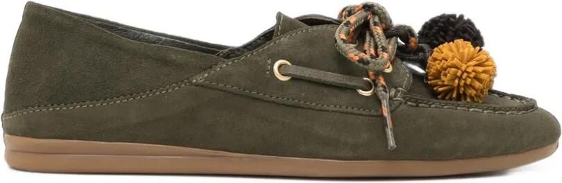 TORAL SHOES Tiwa Avellana suède muiltjes in loafermodel Groen