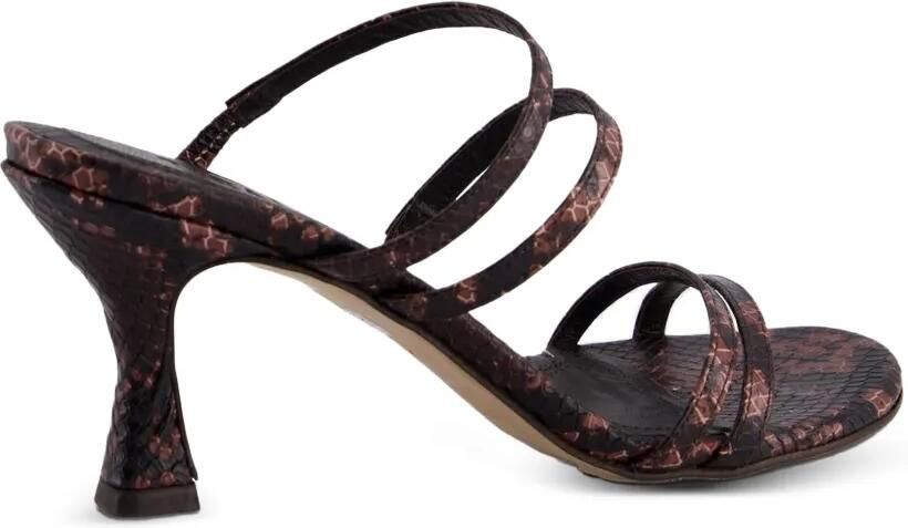 TORAL SHOES Weekend muiltjes met slangen-effect Bruin - Foto 3