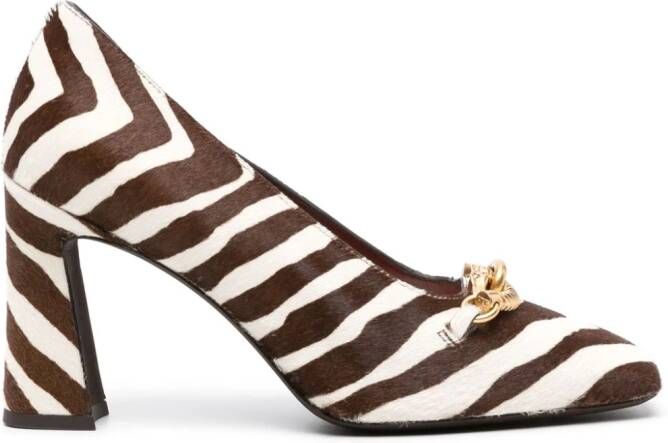 Tory Burch Jessa pumps met zebraprint Bruin