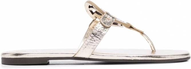 Tory Burch Ciabatte Miller sandalen met metallic-effect Goud