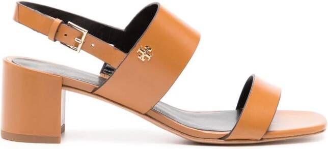 Tory Burch Double T 50mm leather sandals Bruin