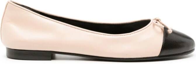 Tory Burch Double-T leren ballerina's Beige