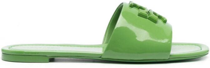 Tory Burch Eleanor lakleren slippers Groen