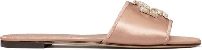 Tory Burch Eleanor slippers met stras Beige