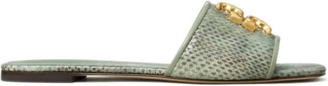 Tory Burch Eleanor slippers met TT-logo Groen