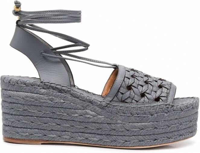 Tory Burch Mandgeweven espadrilles met plateauzool Blauw