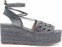Tory Burch Mandgeweven espadrilles met plateauzool Blauw - Thumbnail 1