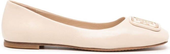Tory Burch Georgia ballerina's met logoplakkaat Beige