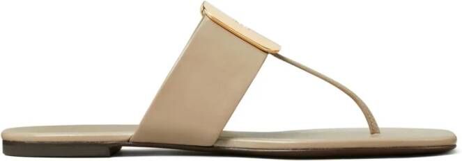 Tory Burch Georgia teenslippers met logo-reliëf Beige