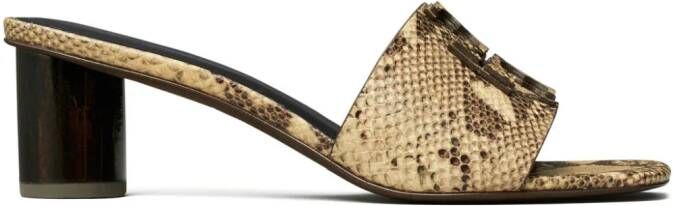 Tory Burch Ines 55mm sandalen met slangenleer-effect Bruin