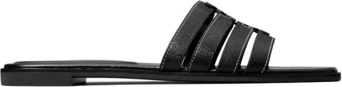 Tory Burch Ines leren slippers Zwart