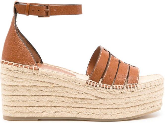 Tory Burch Ines espadrilles met sleehak Bruin