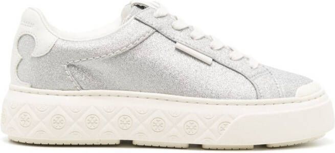 Tory Burch Ladybug sneakers met glitter Zilver