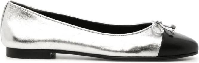 Tory Burch Leren ballerina's Zilver