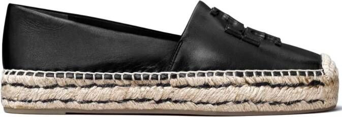 Tory Burch Leren espadrilles Zwart