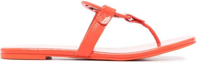 Tory Burch Slippers met logopatch Oranje