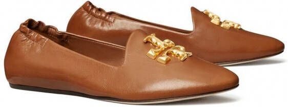 Tory Burch Ballerina's met logoplakkaat Bruin