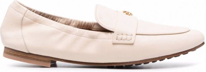 Tory Burch Loafers met logoplakkaat Beige