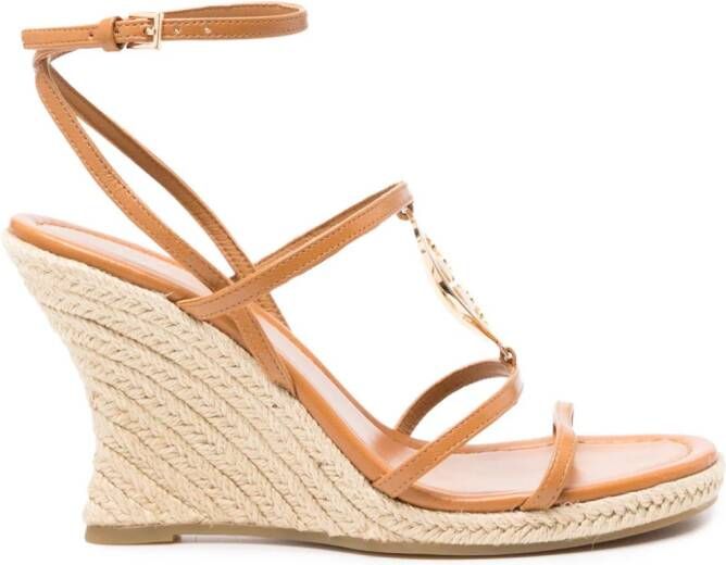 Tory Burch Miller 85 mm leren espadrilles Bruin