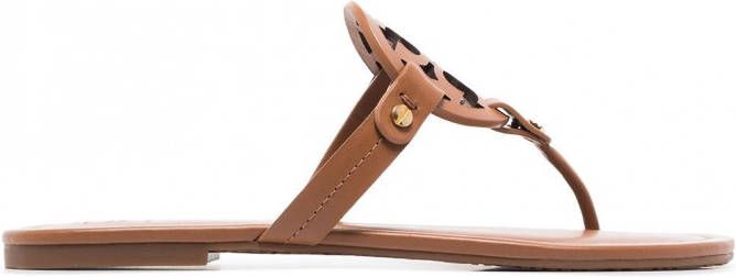 Tory Burch Miller leren sandalen Bruin