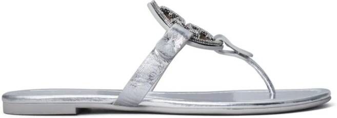 Tory Burch Miller sandalen met logoplakkaat Zilver