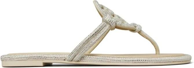 Tory Burch Miller teenslippers verfraaid met kristallen Zilver