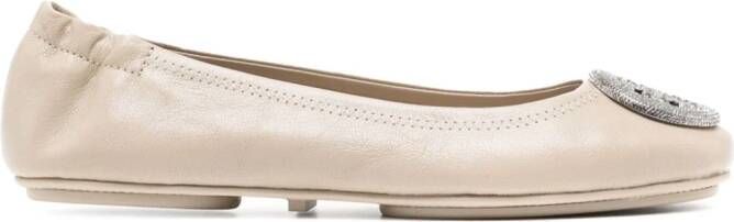 Tory Burch Minnie leren ballerina's Beige