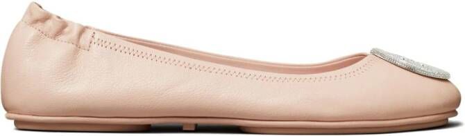 Tory Burch Minnie Travel leren ballerina's Roze