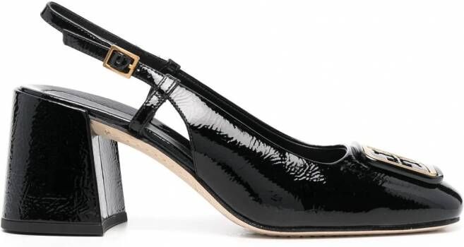 Tory Burch 70 mm slingback pumps met logoplakkaat Zwart