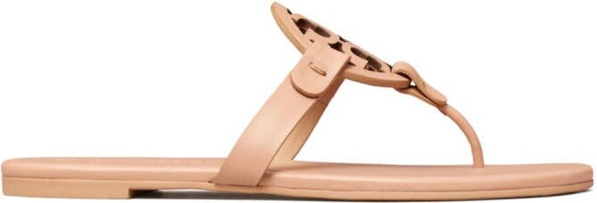 Tory Burch Slippers met logoplakkaat Bruin