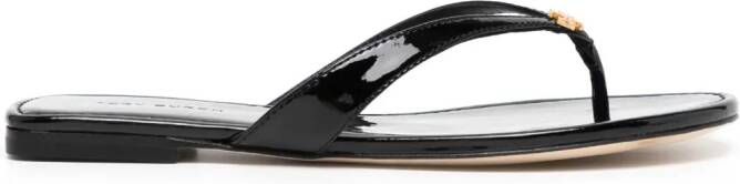 Tory Burch Slippers met logoplakkaat Zwart