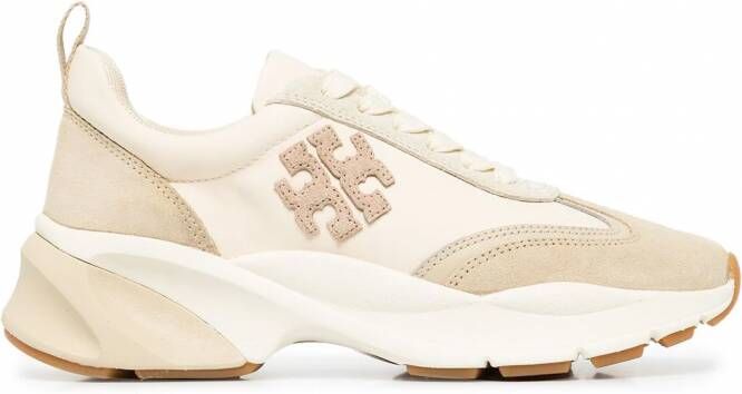 Tory Burch Sneakers met logopatch Beige