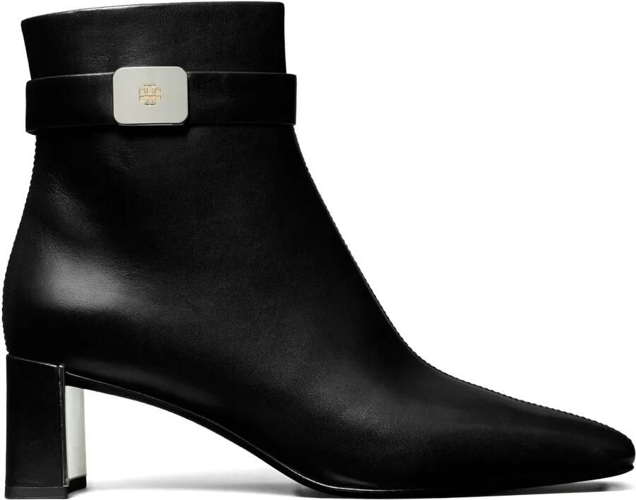 Tory Burch 55 mm leren enkellaarzen met gespband Zwart