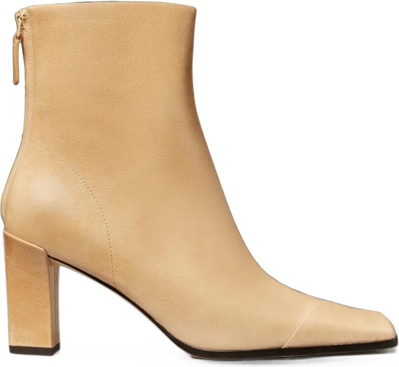 Tory Burch Asymmetrische enkellaarzen met bewerkte neus Beige