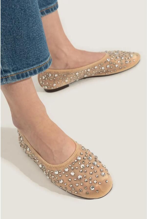 Tory Burch Ballerina's verfraaid met kristallen Beige - Foto 2