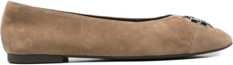 Tory Burch Charlie ballerina's met logoplakkaat Beige