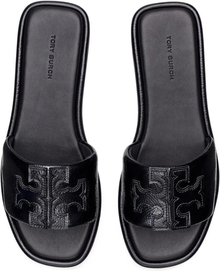 Tory Burch Double T patent-leather sandals Zwart - Foto 2