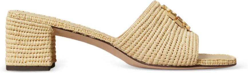 Tory Burch Eleanor raffia sandalen met hak Beige