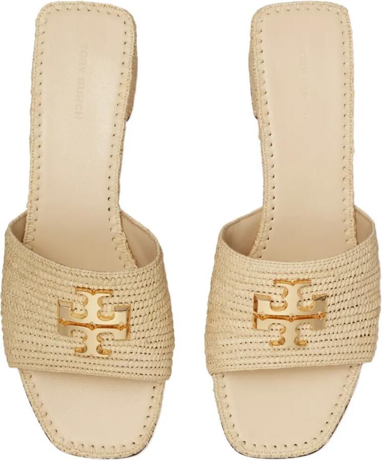 Tory Burch Eleanor raffia sandalen met hak Beige - Foto 2