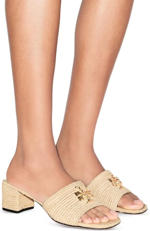 Tory Burch Eleanor raffia sandalen met hak Beige - Foto 4