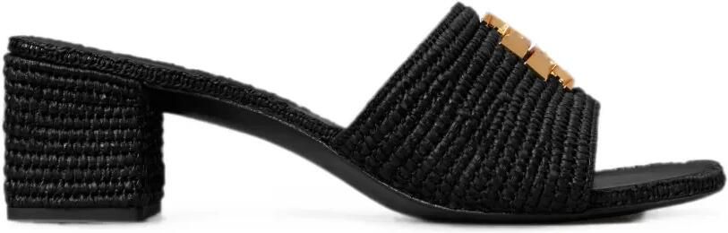 Tory Burch Eleanor raffia sandalen met hak Zwart
