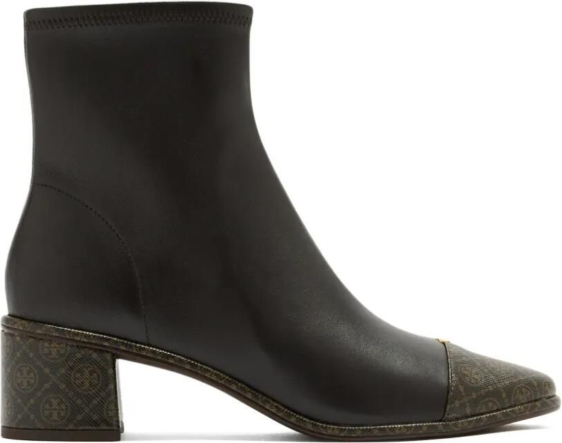 Tory Burch Enkellaarzen met kapneus en T-monogram Bruin