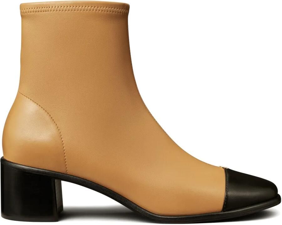 Tory Burch Enkellaarzen met lage hak en kapneus Bruin