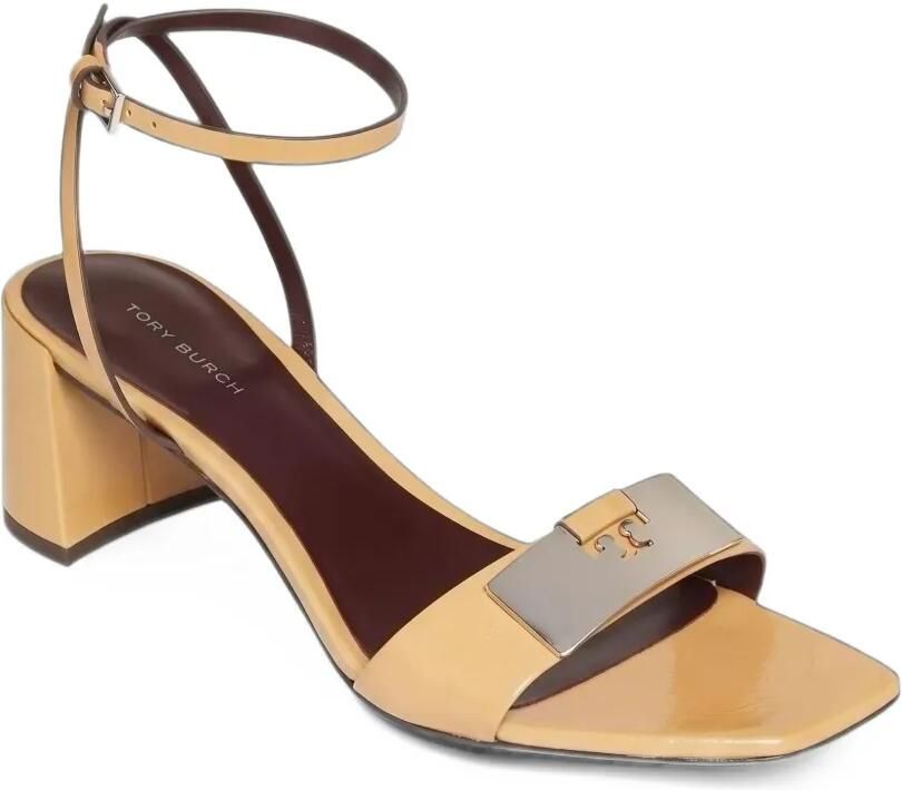 Tory Burch Gigi logo-plaque sandals Geel