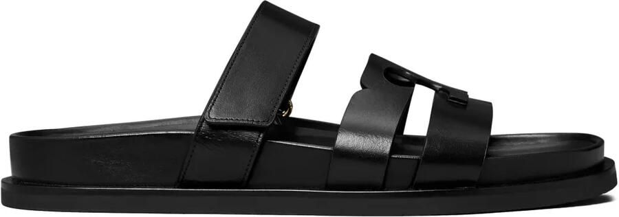 Tory Burch Ines leren sandalen met klittenband Zwart